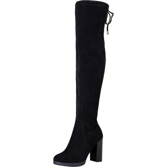 Women's Black-imitation Grain Synthetic suede Thigh High Over The Knee Tall Boot - Picture 1 of 6
